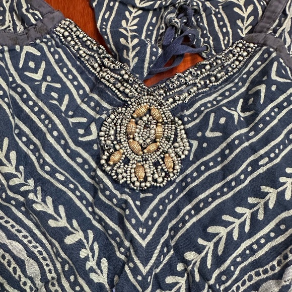 Free People Sleeveless tank top chevron/herringbone, chevron embroidered boho xs - Picture 4 of 11